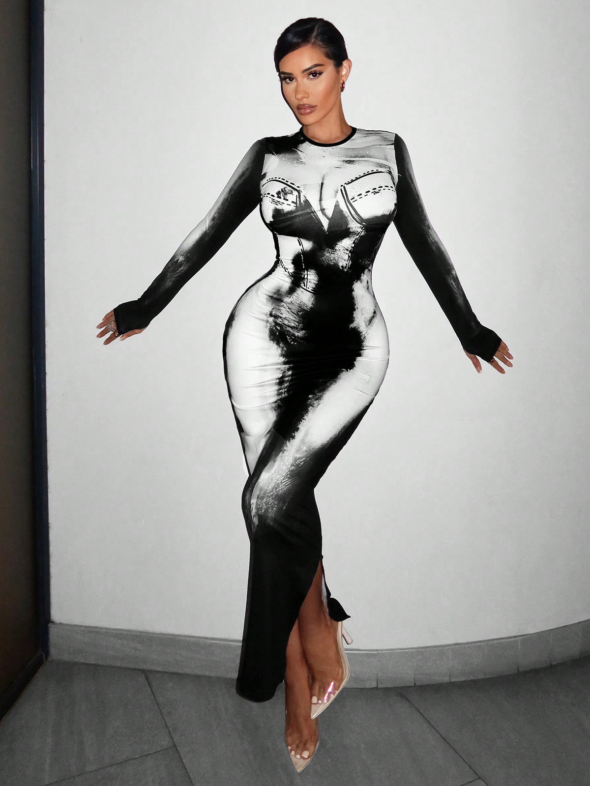 SXY Figure Graphic Bodycon Dress