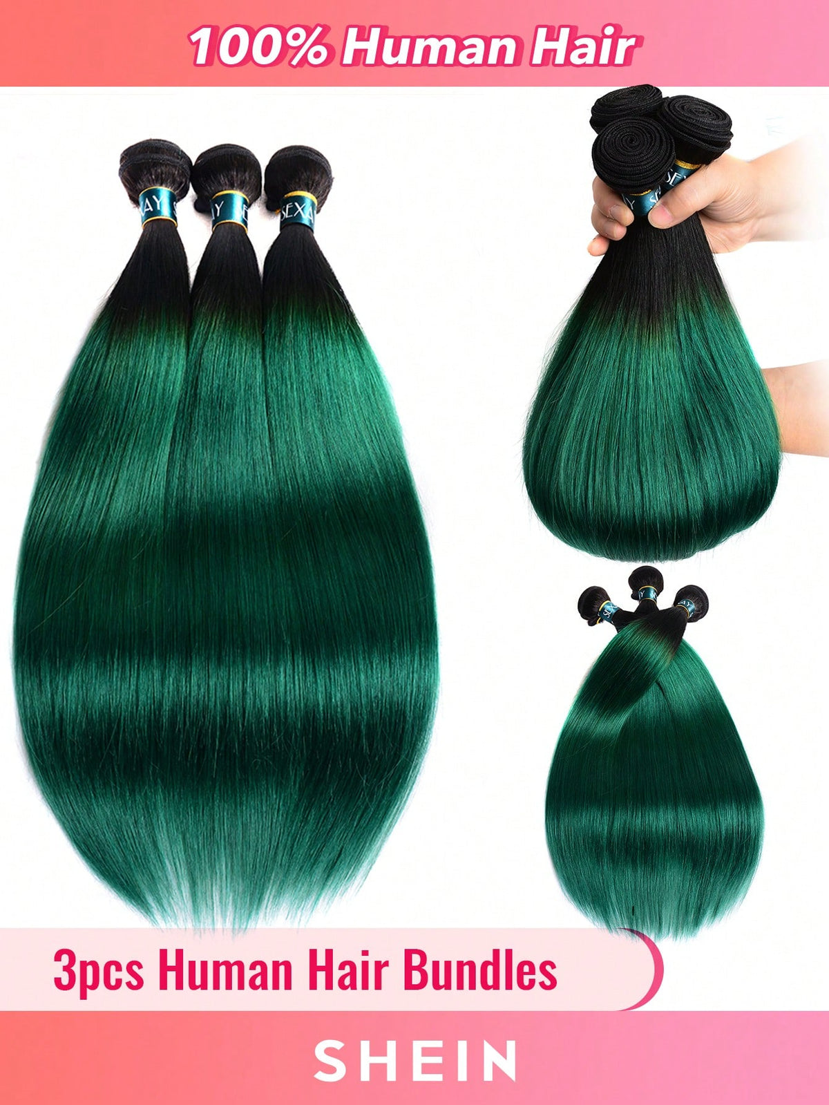3Pcs Human Virgin Hair Bundles #350 Ombre Ginger Orange 3 Bundles Hair Extension for Women