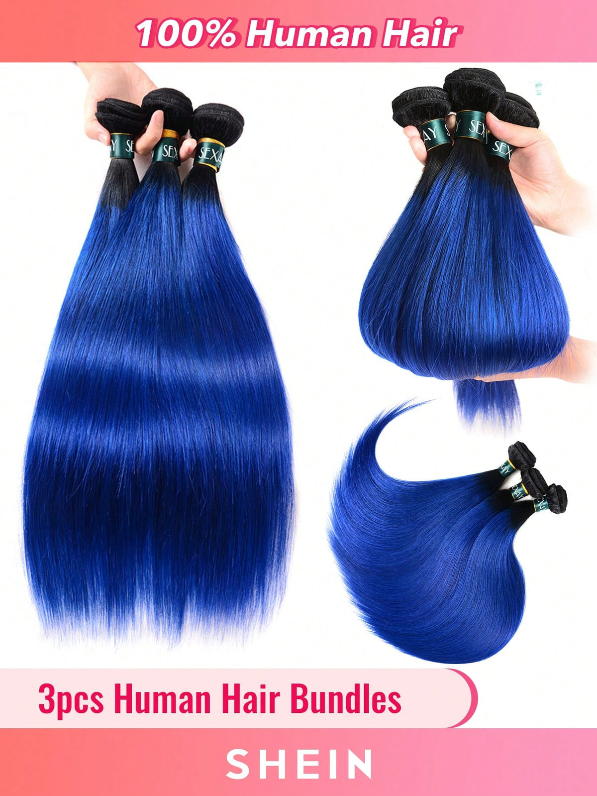 3Pcs Human Virgin Hair Bundles #350 Ombre Ginger Orange 3 Bundles Hair Extension for Women